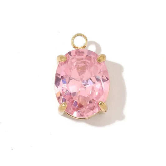 Pink Oval Zircon Crystal Charm