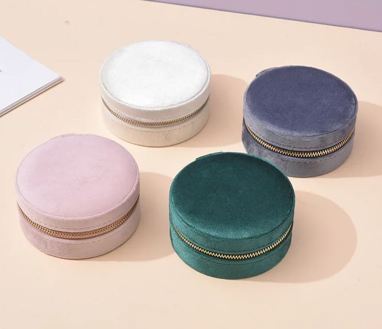 Travel Jewelry Box Velvet Round