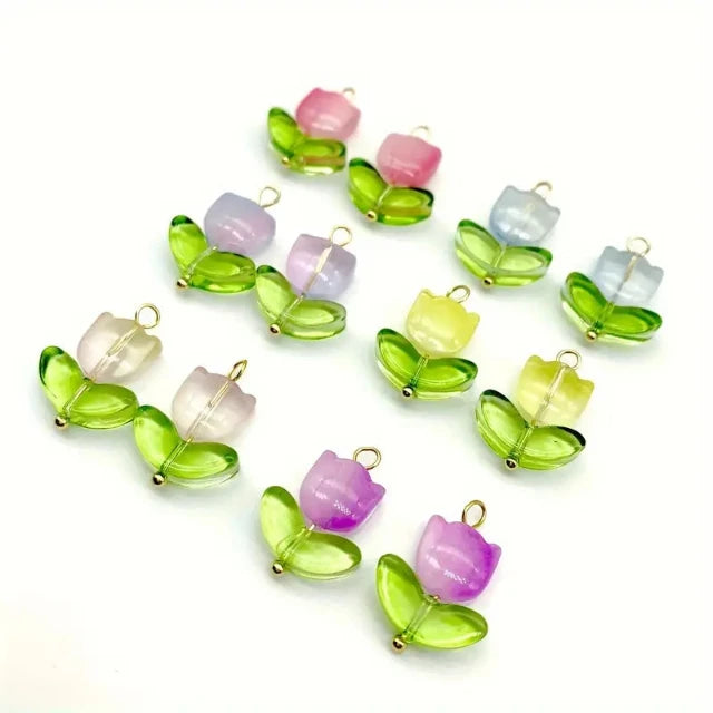 Tulip Flower Glass Charm